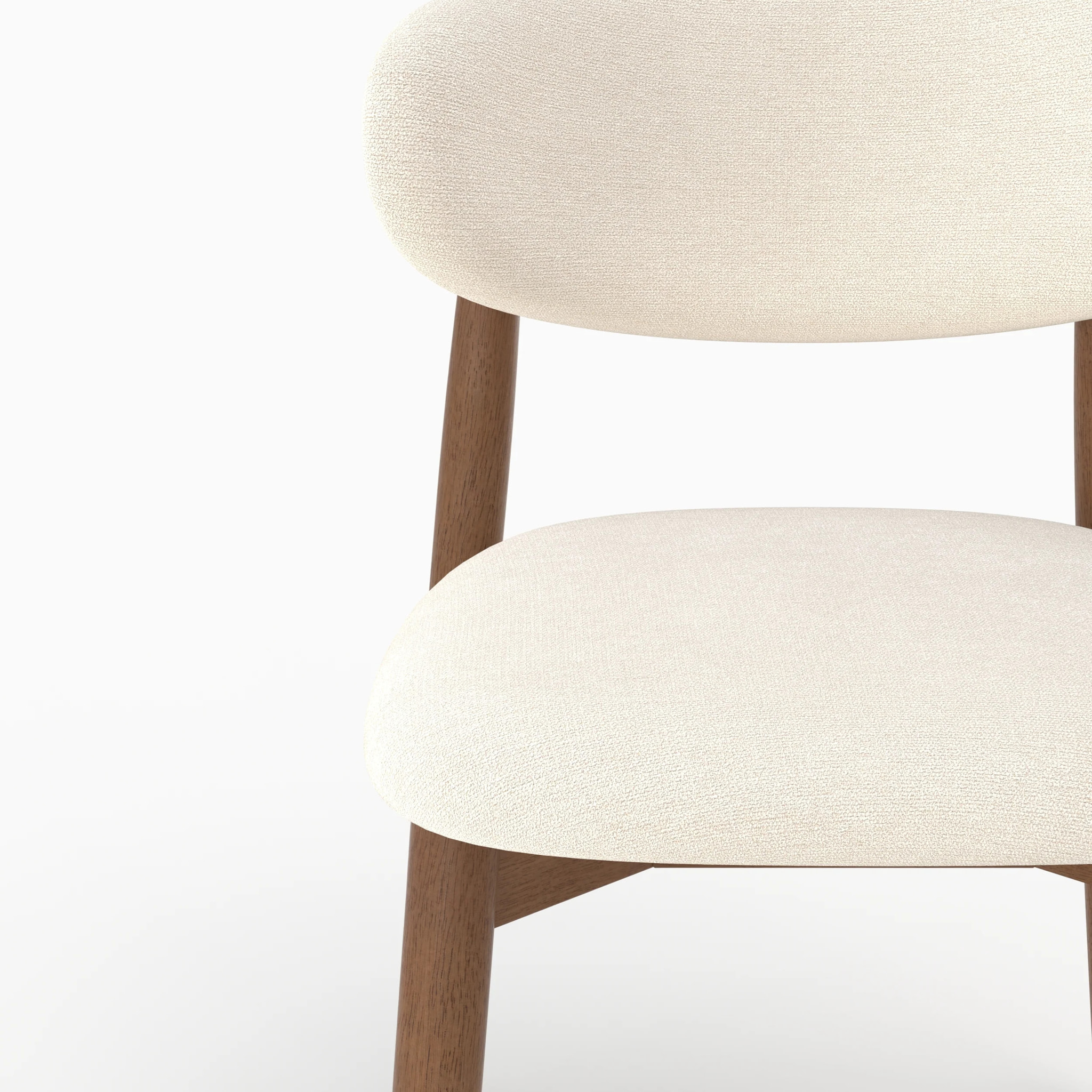 Lot de 2 chaises en tissu beige et bois d'hévéa foncé - Yuna