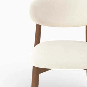Lot de 2 chaises en tissu beige et bois d'hévéa foncé - Yuna