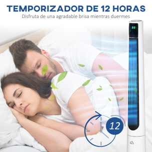 Ventilador de Torre, Ventilador de Pie Silencioso 50W con Control Remoto, 3 Velocidades, 3 Modos, Temporizador 12H, Oscilación 40°, Pantalla LED, para Hogar y Oficina, Blanco