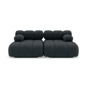 Ruby - canapé droit 4 places avec double méridienne - assise profonde - en velours texturé - Noir