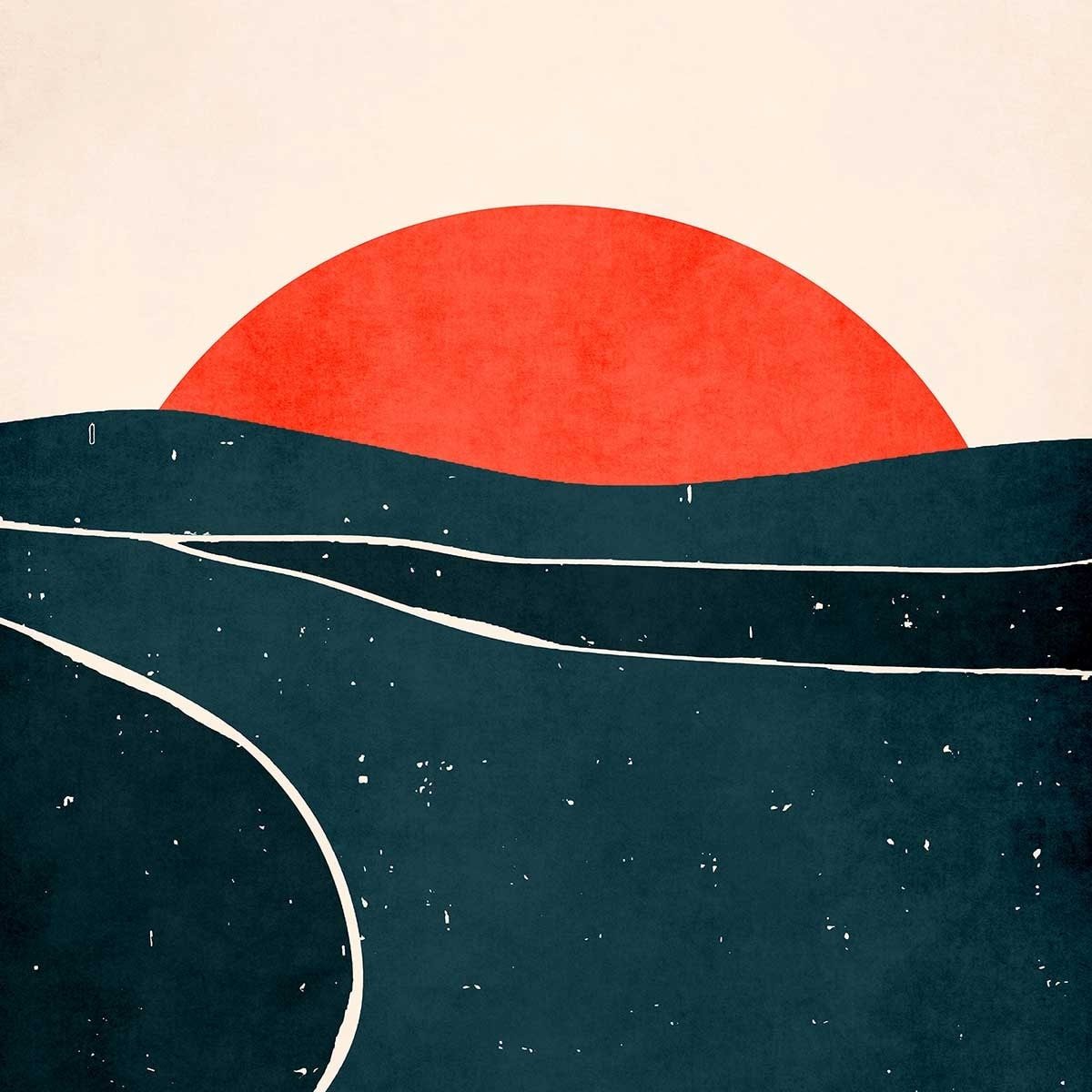 Affiche paysage Brise au sunset Affiche + cadre en bois - Noir