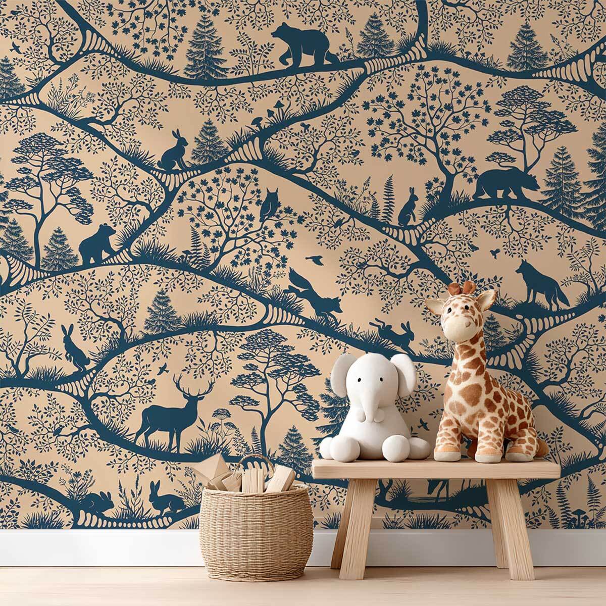 Papier peint forêt ludique chambre enfant Intissé