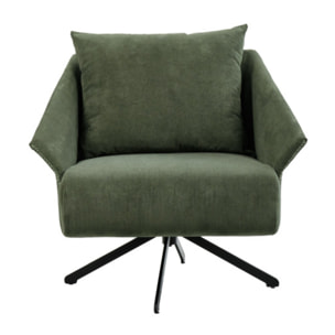 Fauteuil rotatif 360 en velours avec accoudoirs style vintage - ISMA