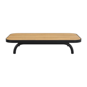 Table basse de jardin en bois d'acacia et pieds en métal noir - Samba