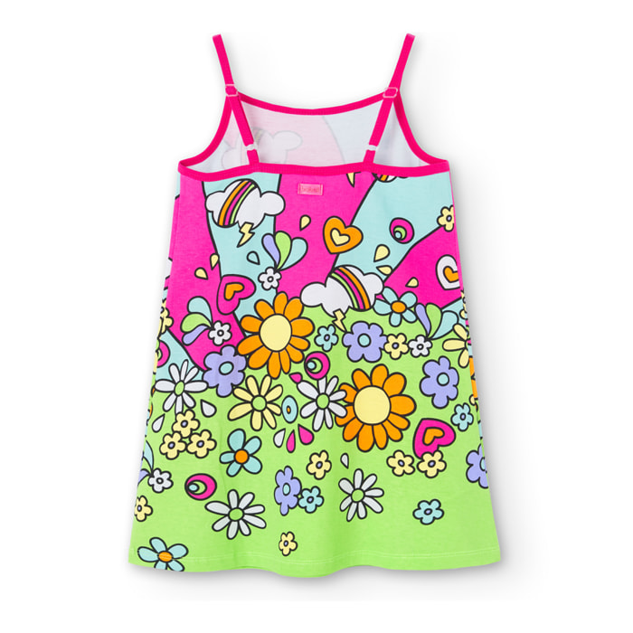 Vestido de tirantes para niña estampado de color fresa, Mono
