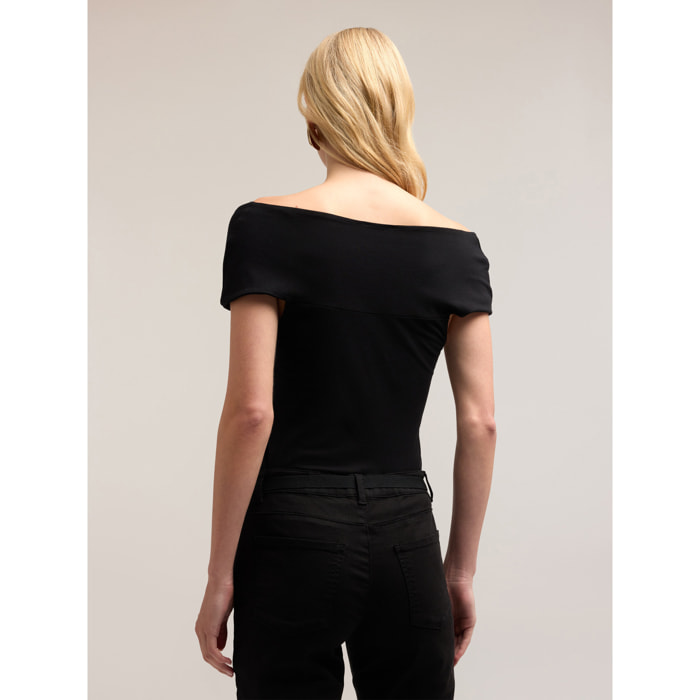 Motivi - T-shirt off-shoulder - Nero