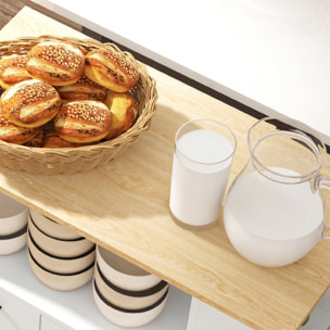 Carrito Auxiliar con Ruedas, Carrito de Cocina con 2 Puertas, Estante Ajustable, Especieros, para Comedor, 75x40x80,5 cm, Blanco