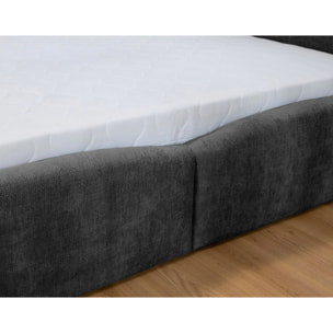 Carla - lit coffre - 160x200 cm - en velours texturé - sommier inclus - Gris Anthracite