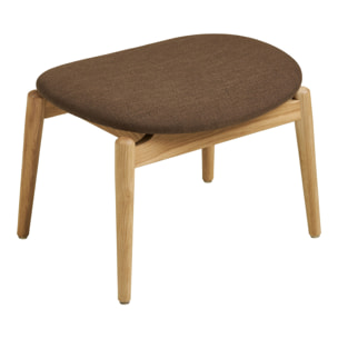 Olvera - Poggiapiedi in poliestere naturale/marrone con gambe in rovere FSC® 53,5x43x38 cm