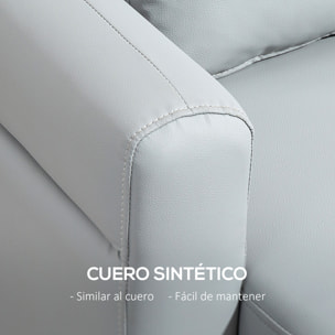 Sofá de 2 Plazas Tapizado en Cuero Sintético Sofá de Salón de 117 cm con Reposabrazos Acolchado Grueso Respaldo Acanalado y Patas de Madera para Dormitorio Sala de Estar Gris