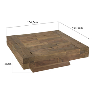 MATHIS - Table basse carrée bois massif marron