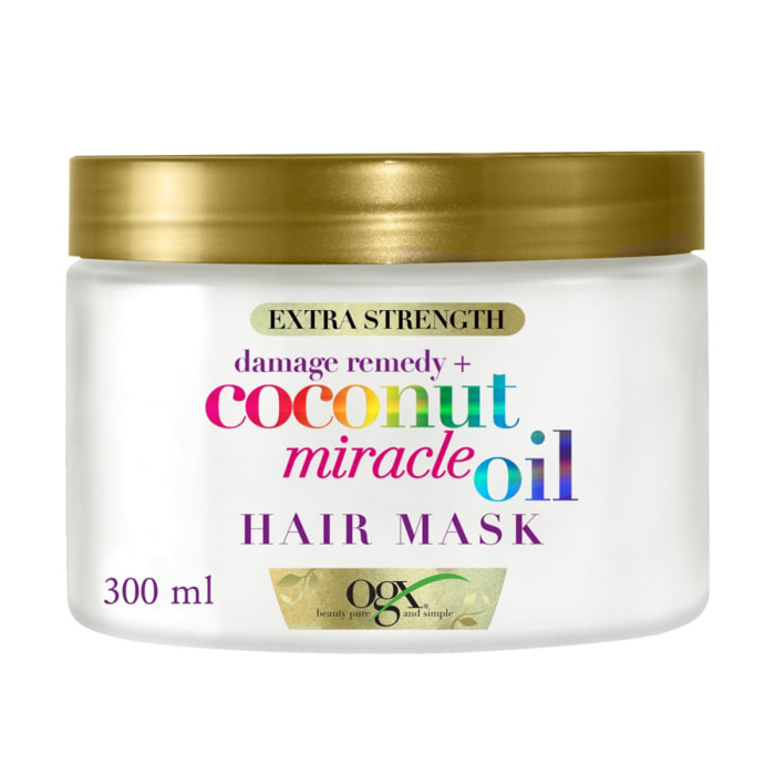 OGX Miracle Masque capillaire à l'huile de noix de coco, 300ml - Répare et hydrate contre les frisottis