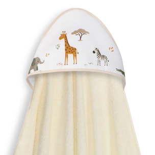 Capa Baño 1X1 Mod Jirafa Savanna Estampado+ Gorro Beig