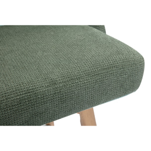 Tabourets de bar scandinaves pivotants 360° en tissu chenille vert kaki et bois hêtre massif H65 cm (lot de 2) HASTA