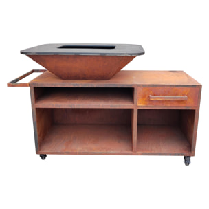 Barbacoa grande con mueble y plancha acero EFP56RECT CO PURLINE  W