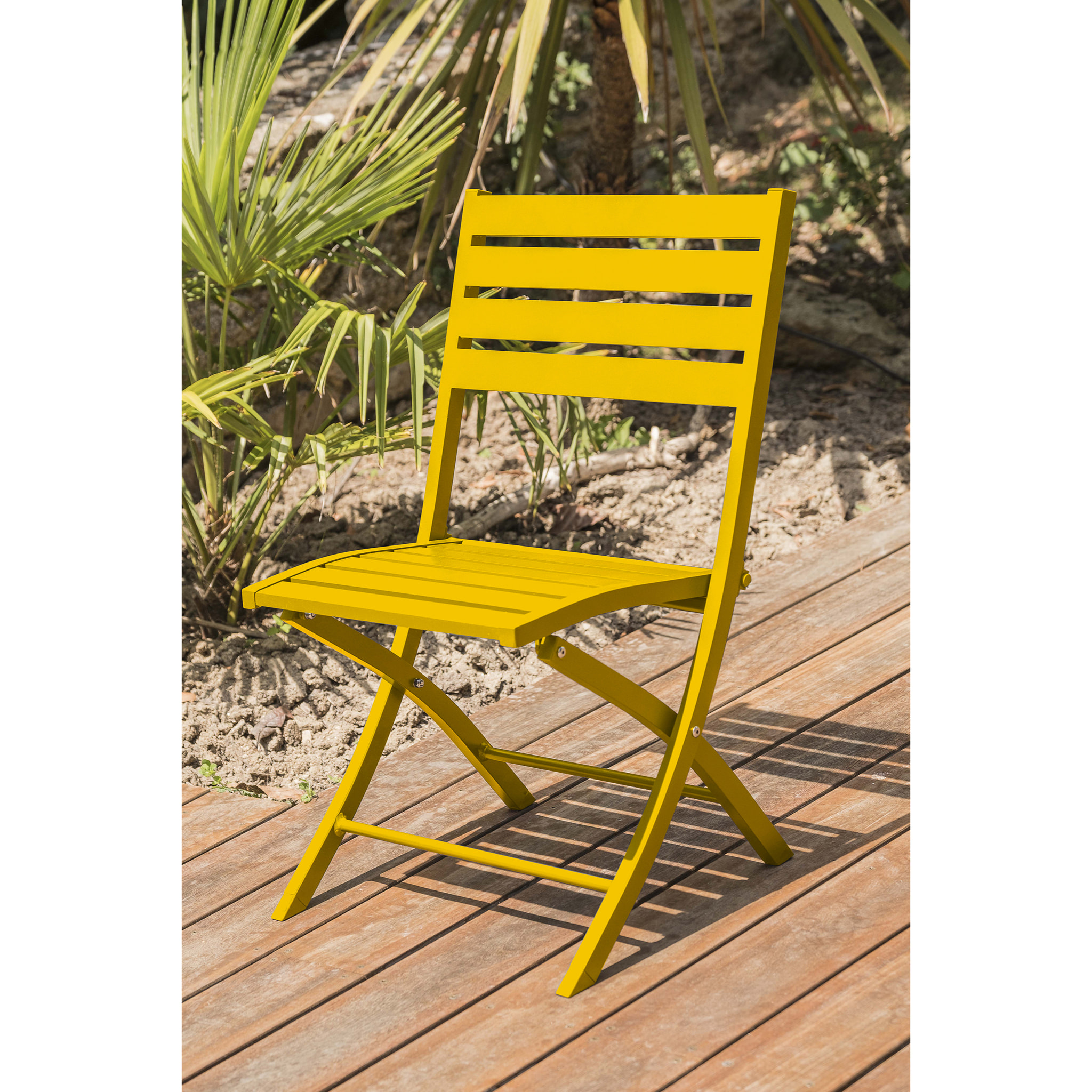 MARIUS - Lot de 2 chaises de jardin en aluminium moutarde