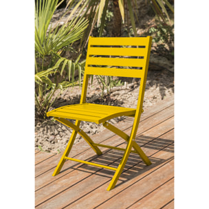 MARIUS - Lot de 2 chaises de jardin en aluminium moutarde