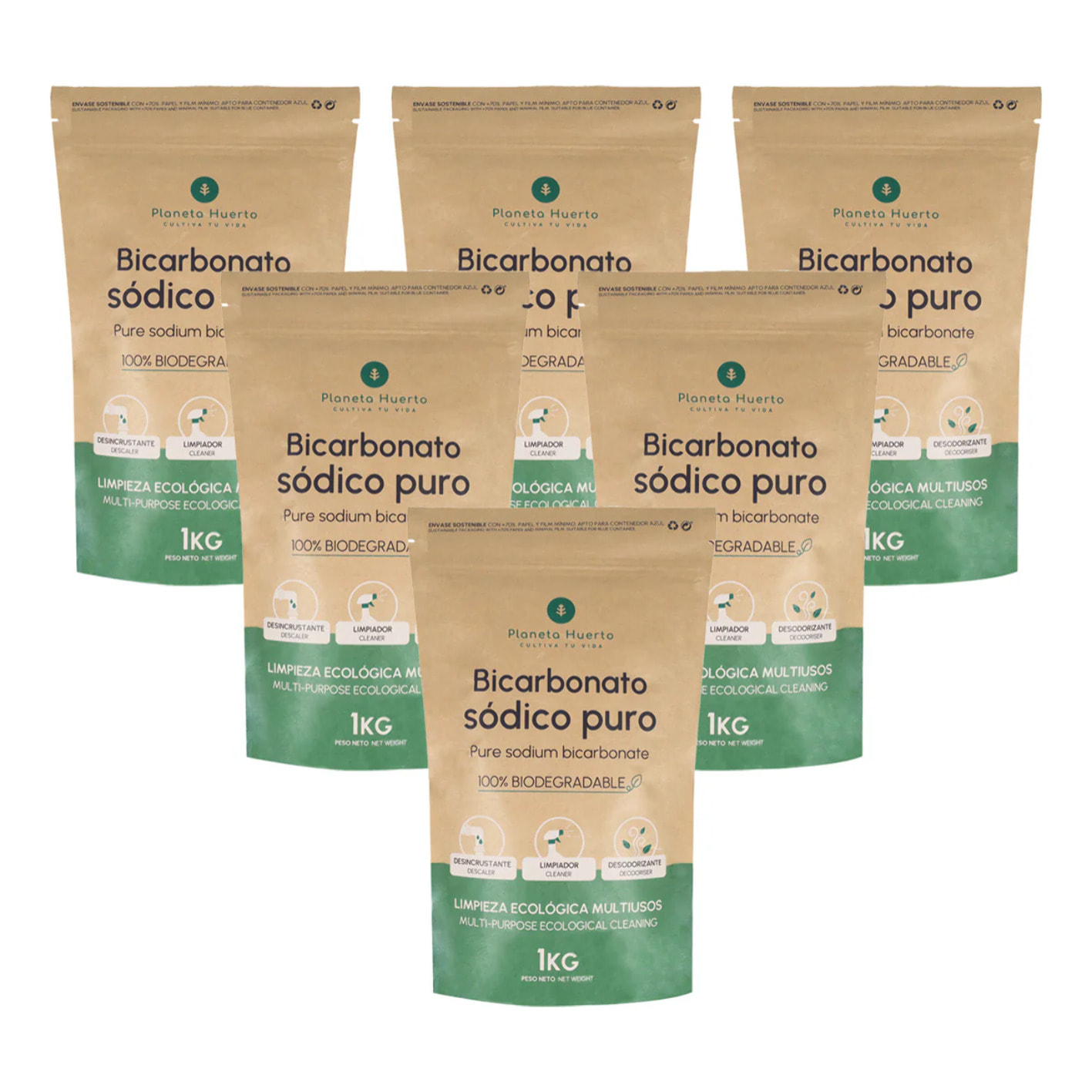 Pack 6x Bicarbonato sódico Planeta Huerto 1 Kg