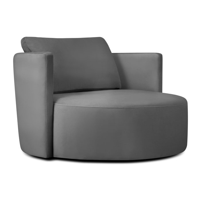 Fauteuil pivotant "Adam" en velours gris foncé