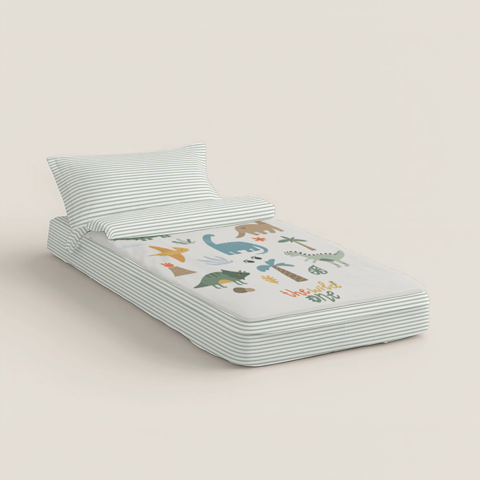 Cool Kids - Saco Nórdico Estampado - Infantil - Con cremallera - Incluye 1 Funda de Almohada - 100% Algodón - Dinoland