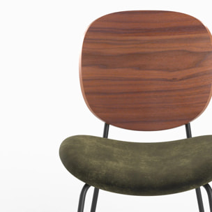 Lot de 2 chaises en velours vert kaki - Simone