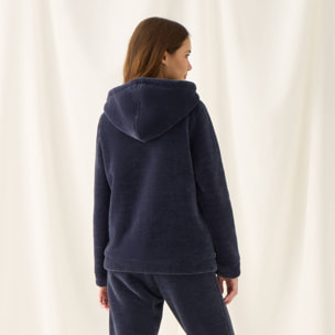 Chaqueta de chenilla con borreguito Esti color azul oscuro Poliéster
