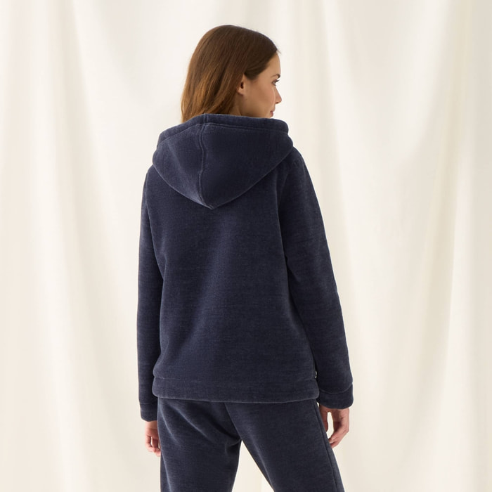 Chaqueta de chenilla con borreguito Esti color azul oscuro Poliéster