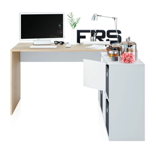 Mesa de escritorio Move Blanco Artik (Blanco Mate) - Roble Canadian