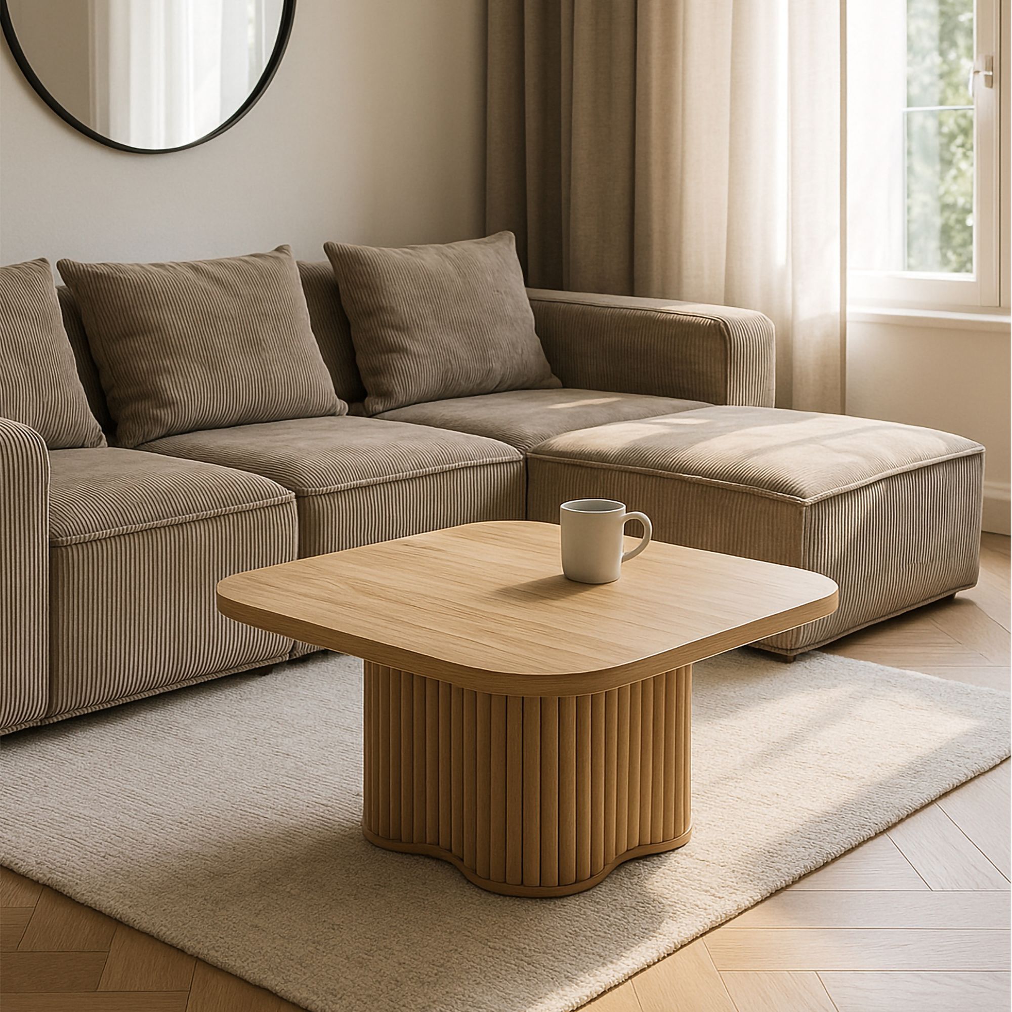 Table basse carré avec pied de forme organique 80cm ALBA