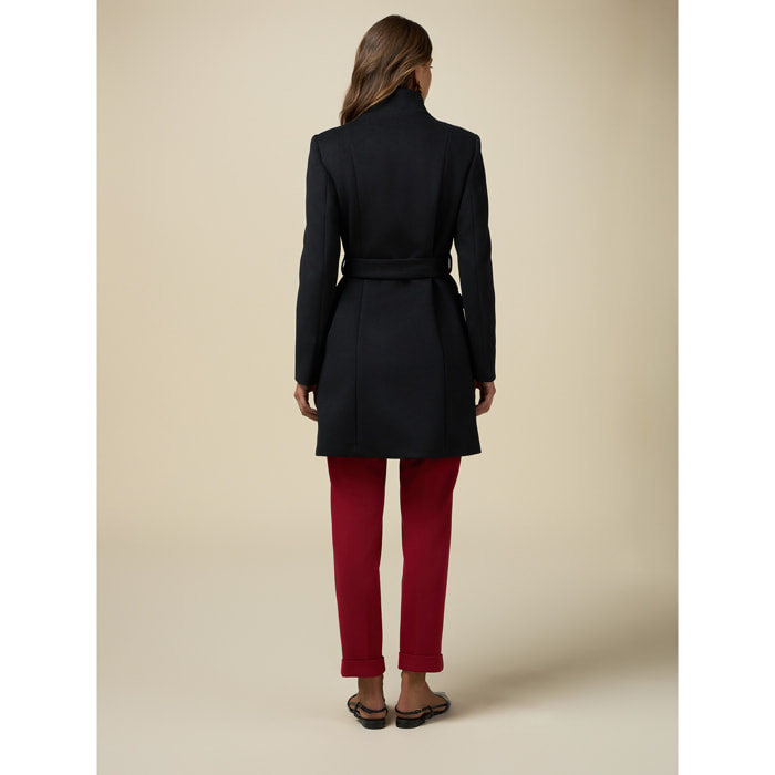 Oltre - Double-breasted coat with belt - Negro