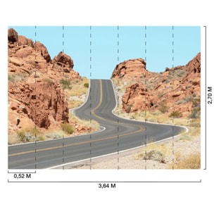 Papier peint panoramique route du desert Intissé