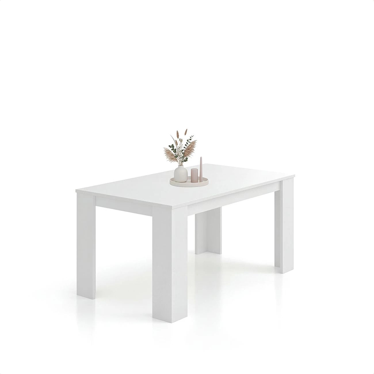 Mesa de comedor Naya en blanco artik 140X80 cm Blanco Artik (Blanco Mate)