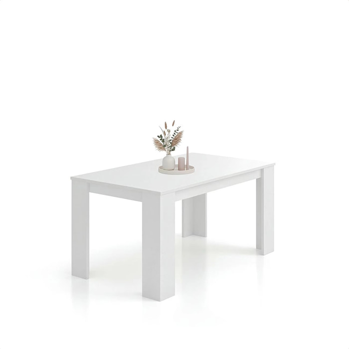 Mesa de comedor Naya en blanco artik 140X80 cm Blanco Artik (Blanco Mate)