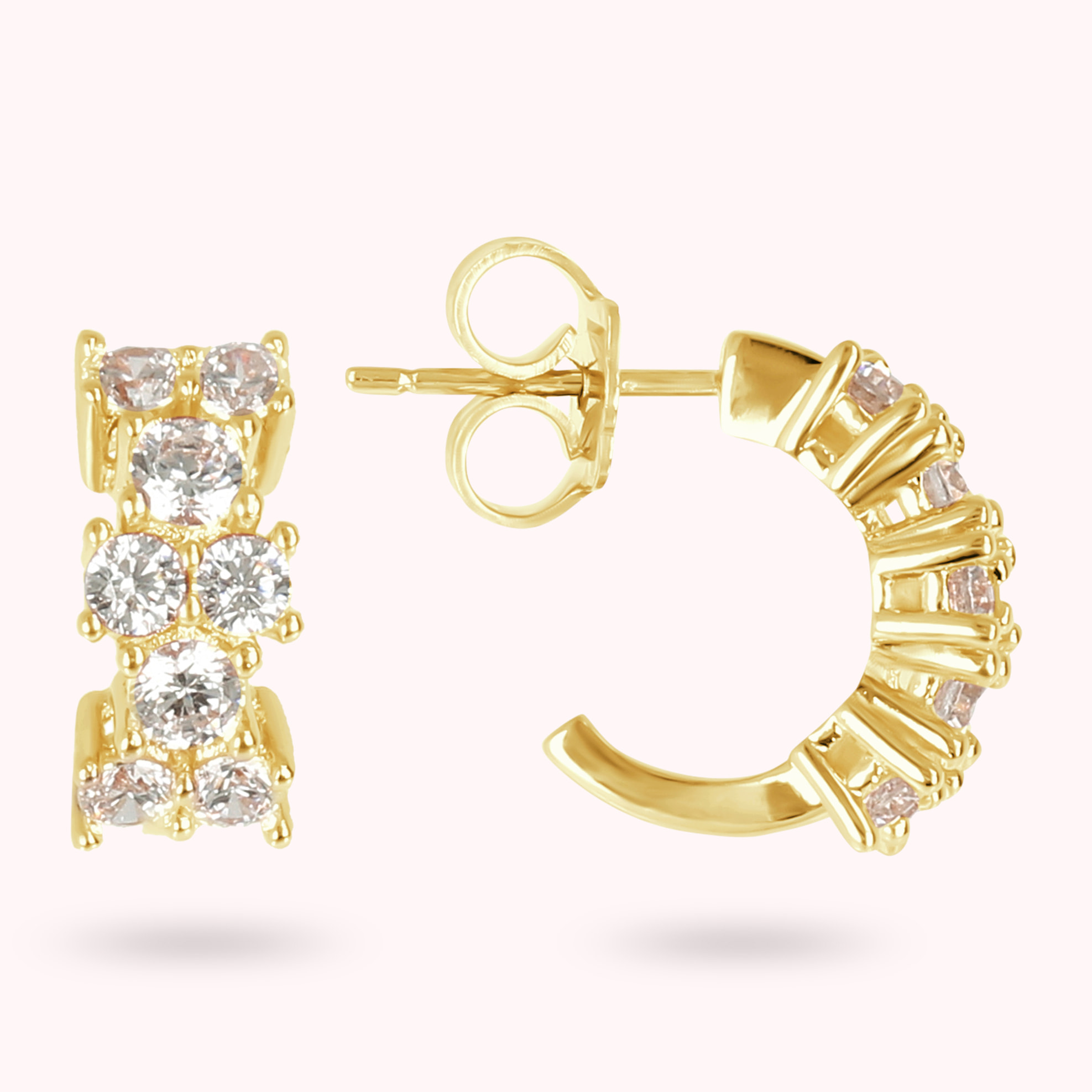 Orecchini a Cerchio Golden con Cubic Zirconia