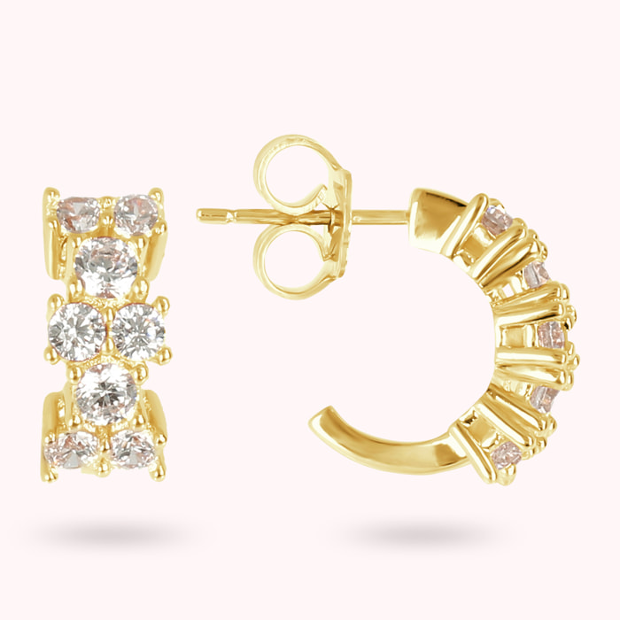 Orecchini a Cerchio Golden con Cubic Zirconia