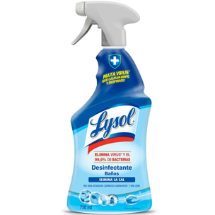 Lysol Limpiador desinfectante antical baños, elimina virus, bacterias sin lejía, aroma frescor marino, spray - Pack 3x750ml