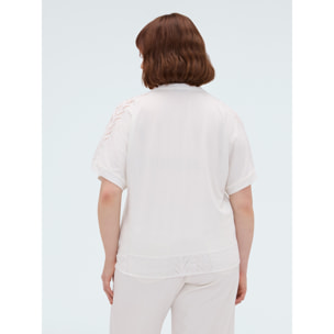 Fiorella Rubino - Blusa in sangallo con nodo - Bianco