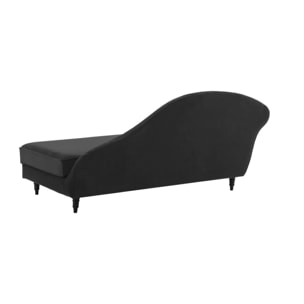 Méridienne droite ALBA 195 cm velours Noir - 100% déhoussable - Fab. France