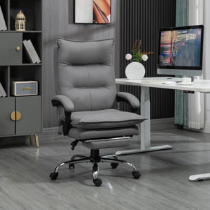 Fauteuil de bureau massant chauffant inclinable réglable repose-pieds rétractable microfibre gris