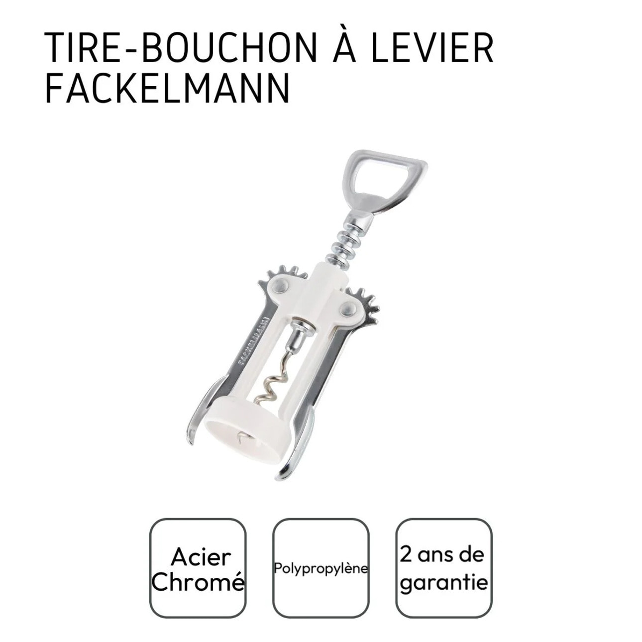 Tire-bouchon à levier blanc avec décapsuleur Fackelmann Bar Concept