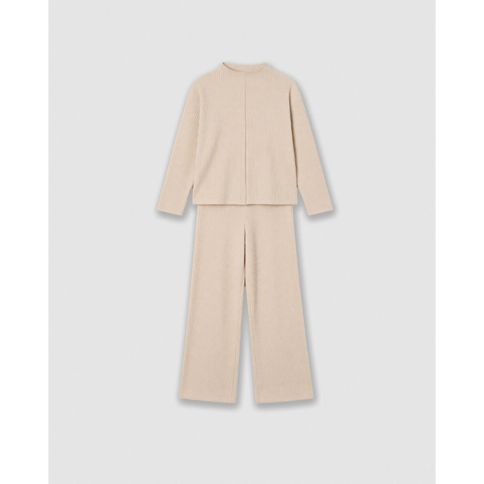 Set maglia pantaloni a coste beige