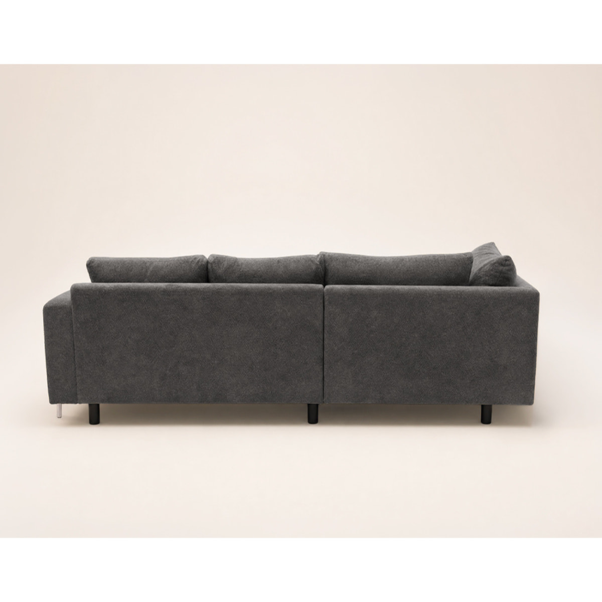 Gabin - Canapé d'angle gauche 5 places en velours texturé - Gris