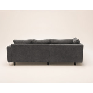 Gabin - Canapé d'angle gauche 5 places en velours texturé - Gris