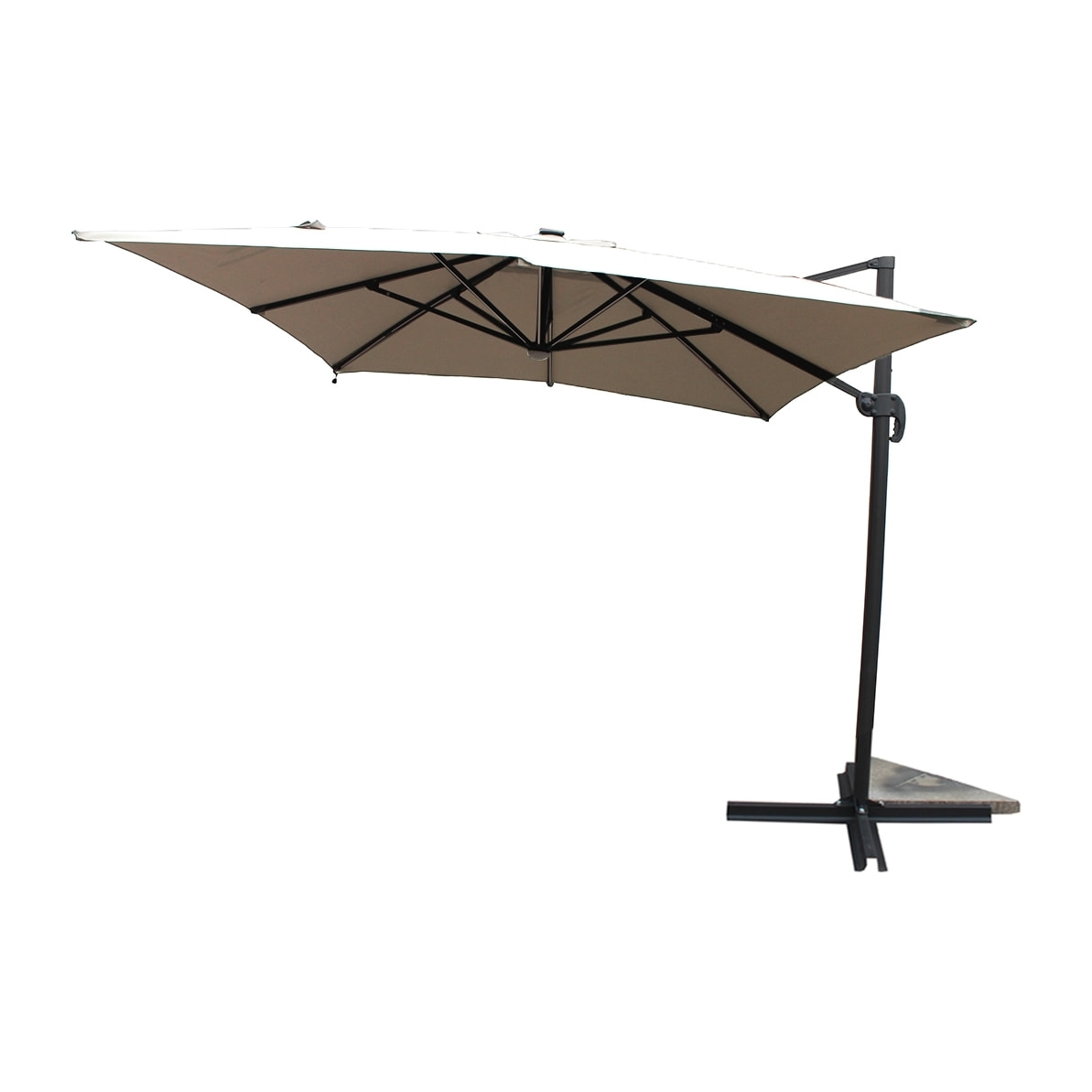 Parasol  ecru droit rectangle 3,95 x 2,95 m rotatif à 360 led VALIANO