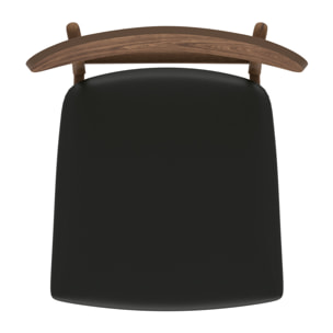 Lot de 2 chaises en cuir synthétique noir et bois foncé - Lana