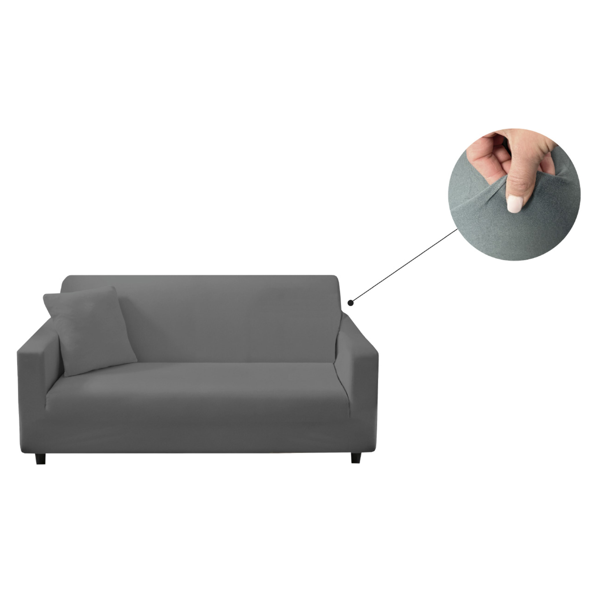 Copripoltrona Elasticizzato In Tinta Unita Per Divani Lineari e Componibili Modello Perfetto Grigio Scuro