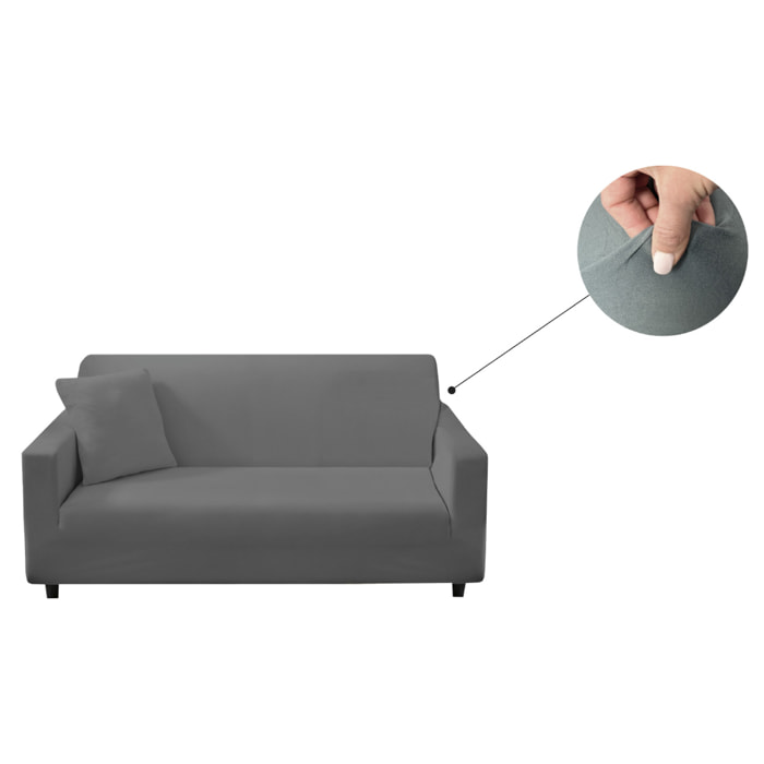 Copripoltrona Elasticizzato In Tinta Unita Per Divani Lineari e Componibili Modello Perfetto Grigio Scuro