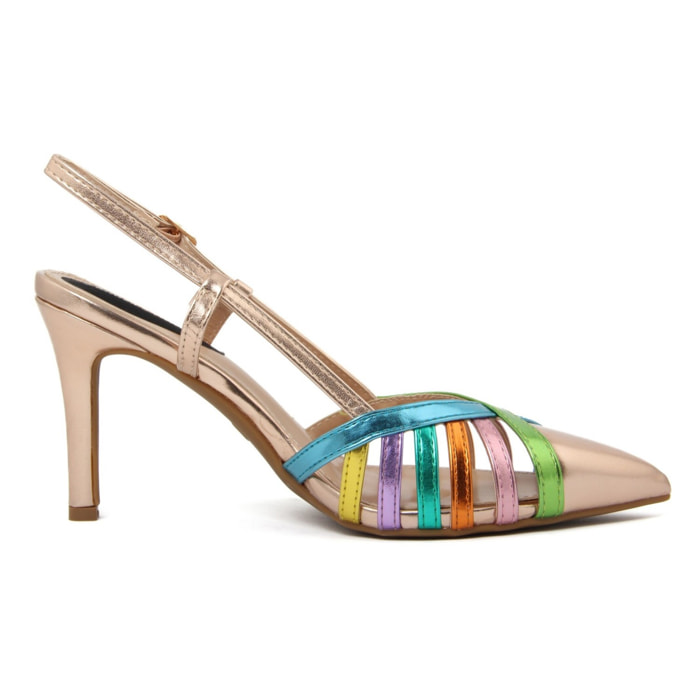 Slingback Donna colore Dorato-Altezza tacco:9cm
