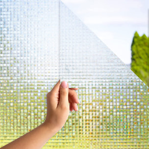 Rouleau occultant vitrostatique petits carreaux au mètre - Film Anti Regard Electrostatique Occultant Vitre Anti UV