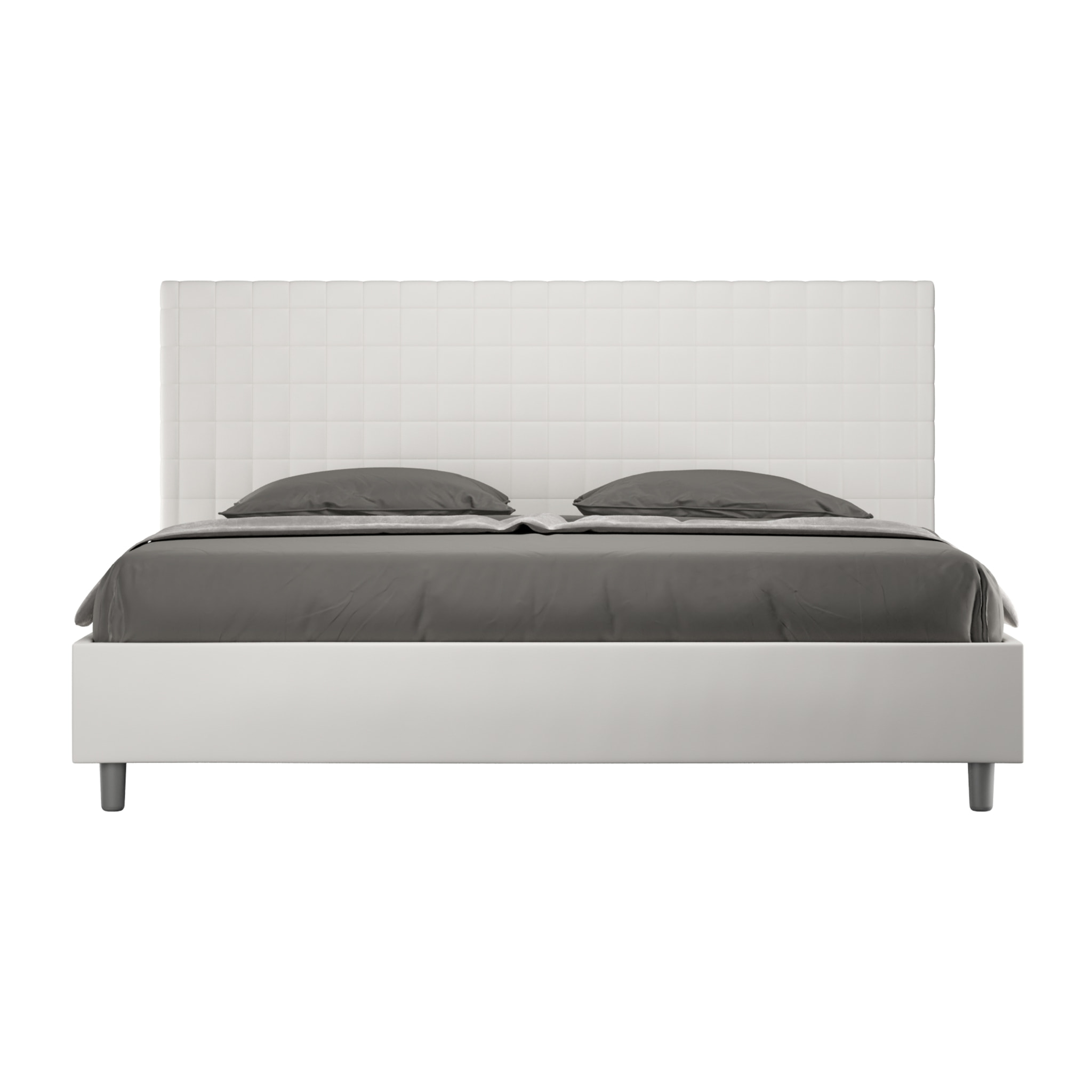 Letto matrimoniale king size contenitore imbottito 200x210 similpelle bianco Sunny